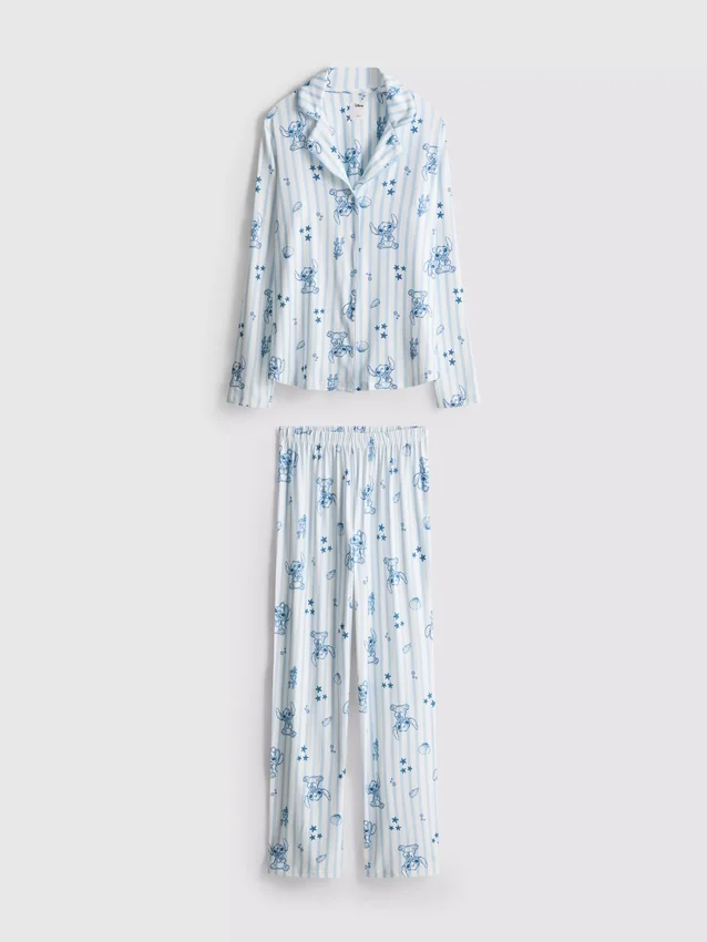 Disneys Stitch-pyjamasser med striber i boyfriend-stil