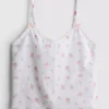 Dobby-pyjamasser-cami i bomuld med blomsterprint
