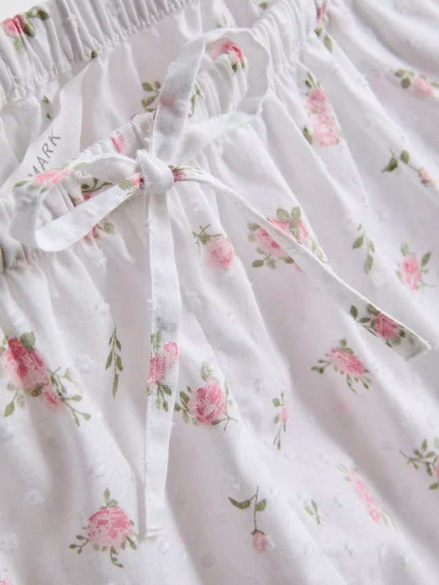 Dobby-pyjamasser i bomuld med blomsterprint