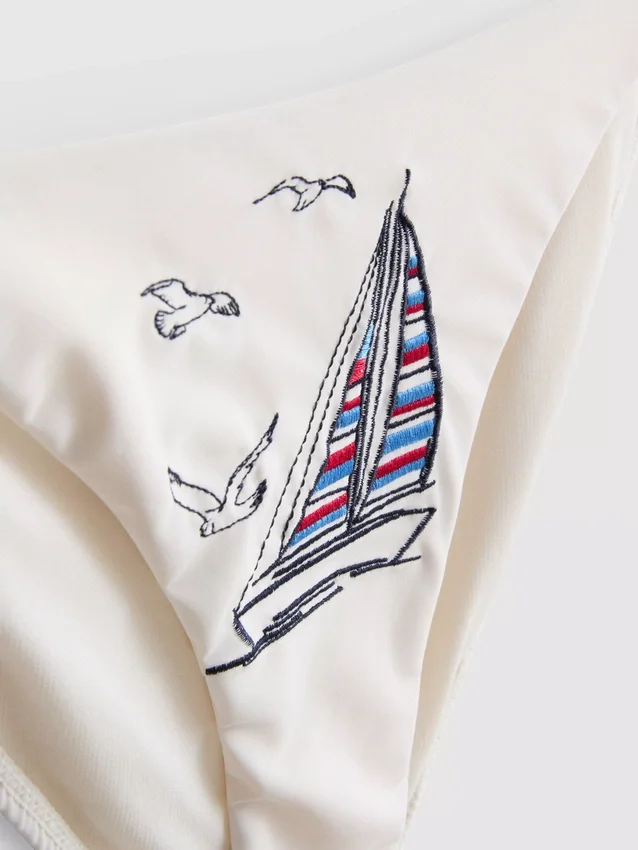Dolce-bikiniunderdel med broderi og bindebånd i siderne