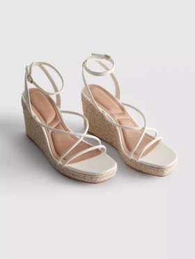 Espadriller med remme og kilehæl