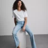 Flared jeans i bomuldsdenim med mellemhøj talje