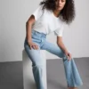 Flared jeans i bomuldsdenim med mellemhøj talje