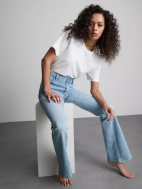 Flared jeans i bomuldsdenim med mellemhøj talje