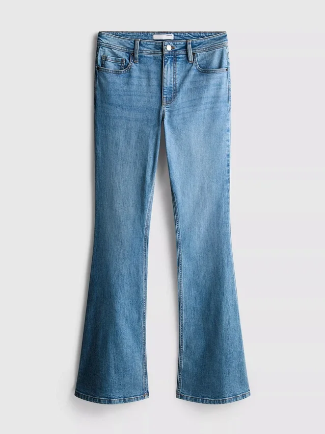 Flared jeans i bomuldsdenim med mellemhøj talje