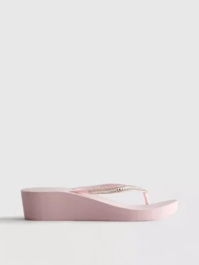 Flip-flops med kilehæl og rhinestones