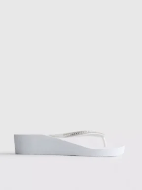 Flip-flops med kilehæl og rhinestones