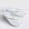Flip-flops med kilehæl og rhinestones