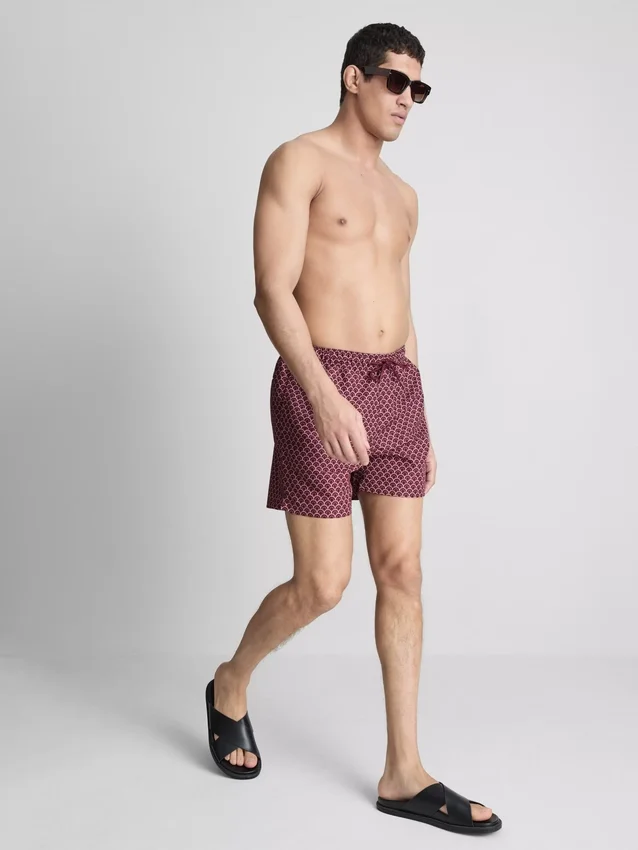 Geometriske badeshorts med snøre