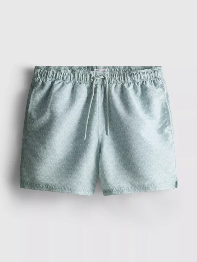 Geometriske svømmeshorts med vifteformet mønster