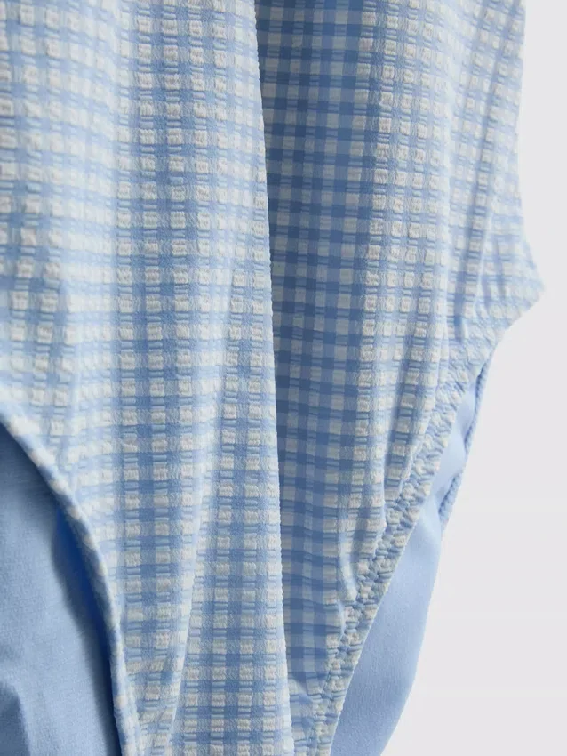 Gingham-badedragt med flæser