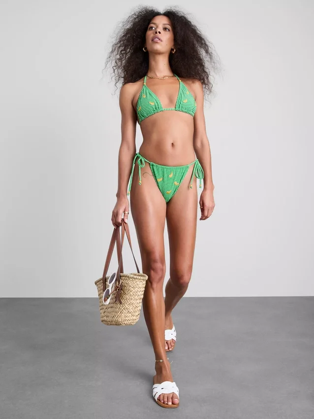 Gingham-banan-triangel-bikinitop