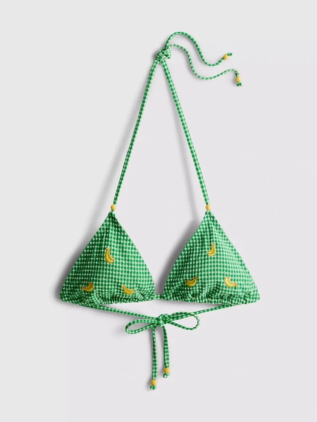 Gingham-banan-triangel-bikinitop