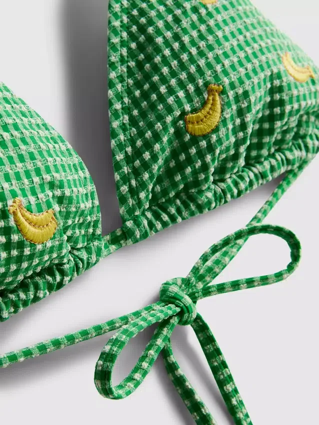 Gingham-banan-triangel-bikinitop