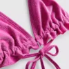 Glitrende trekantet bikini-top med flæser