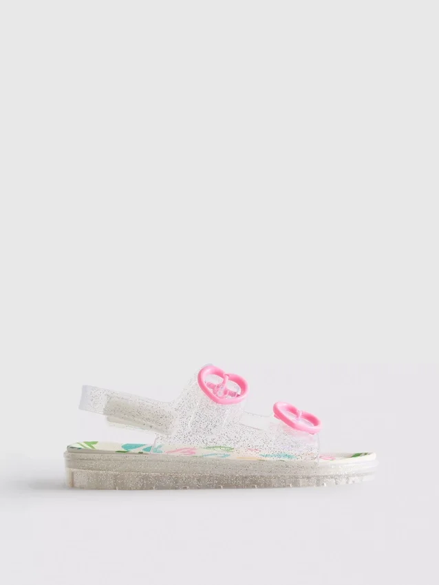 Glitter-jelly-slingback-sandaler med dobbelt spænde