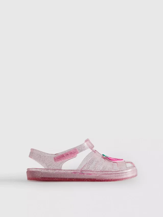 Glitter-sandaler i gennemsigtig gummi