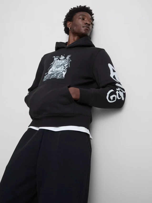 Gorillaz-hoodie med grafisk print