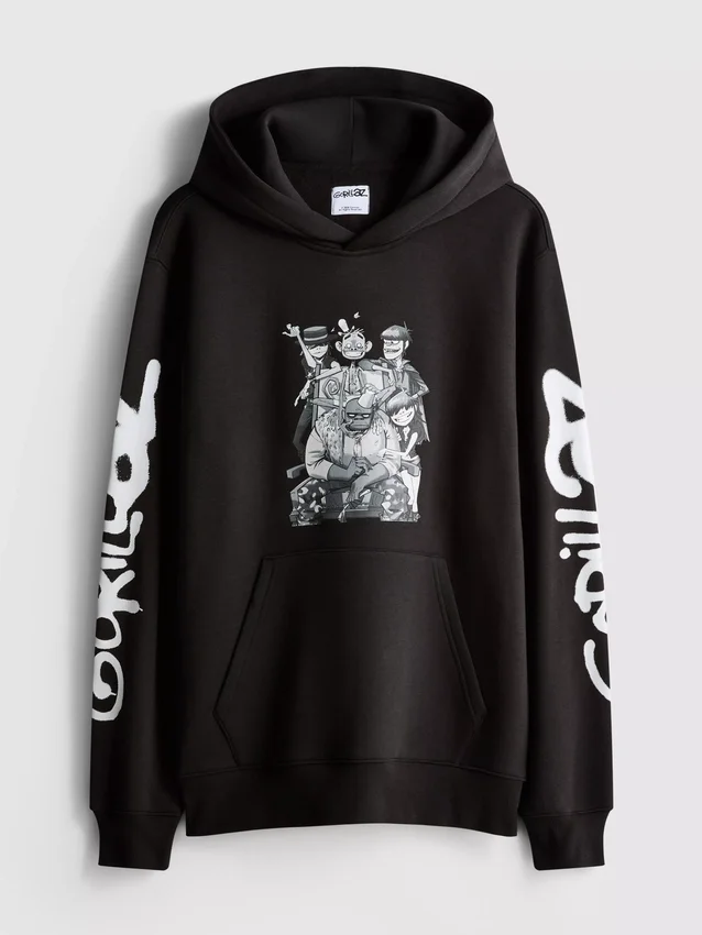Gorillaz-hoodie med grafisk print