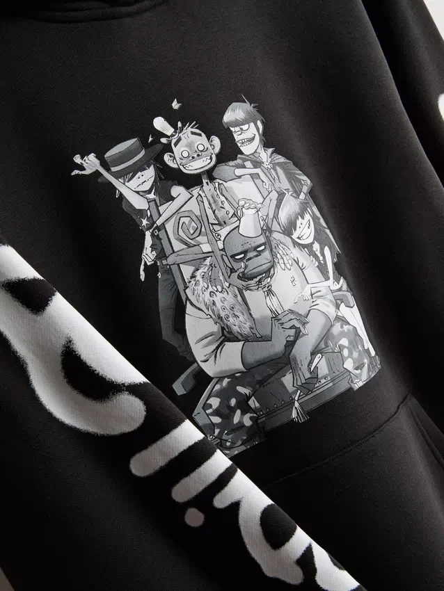 Gorillaz-hoodie med grafisk print