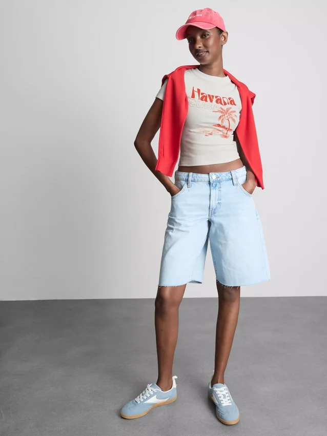 Grafisk Havana-baby-T-shirt med højt bomuldsindhold