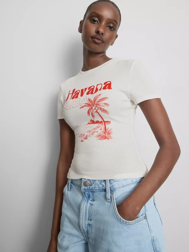 Grafisk Havana-baby-T-shirt med højt bomuldsindhold