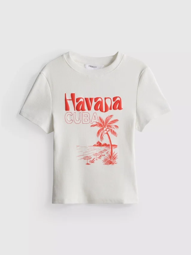 Grafisk Havana-baby-T-shirt med højt bomuldsindhold