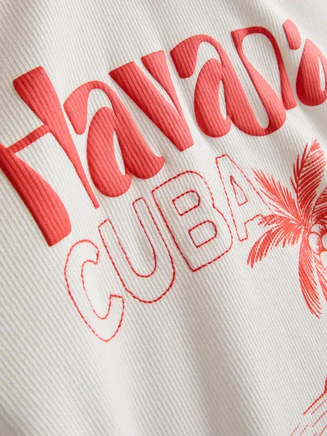Grafisk Havana-baby-T-shirt med højt bomuldsindhold