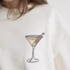 Grafisk martini-sweatshirt med højt bomuldsindhold