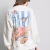 Grafisk martini-sweatshirt med højt bomuldsindhold