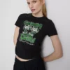 Grøn baby-T-shirt med rynker, med højt bomuldsindhold