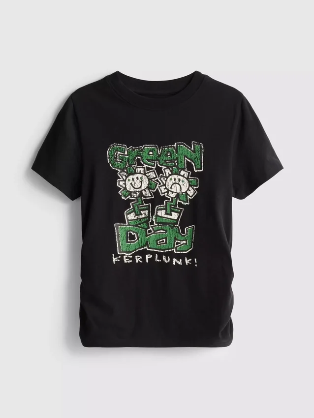 Grøn baby-T-shirt med rynker, med højt bomuldsindhold