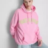 Hættetrøje med collegiate-print i bomuldsrigt materiale