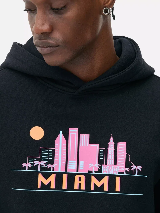 Hættetrøje med Miami-skyline