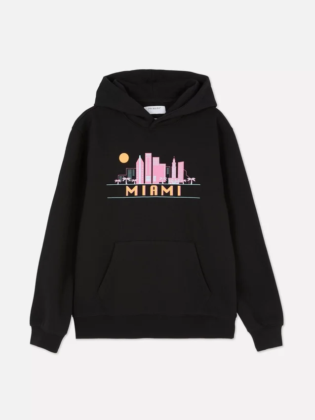 Hættetrøje med Miami-skyline