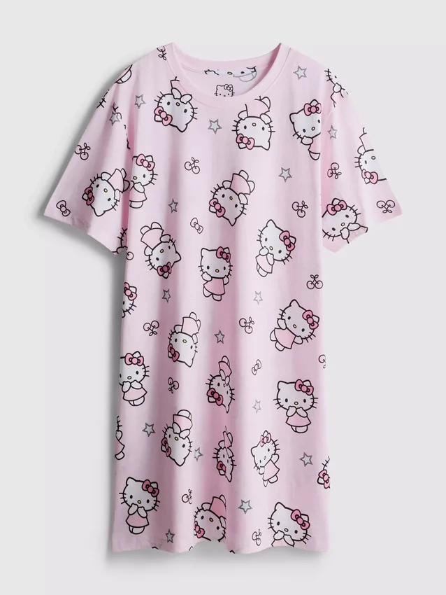 Hello Kitty-nattøj i bomuld med grafisk print