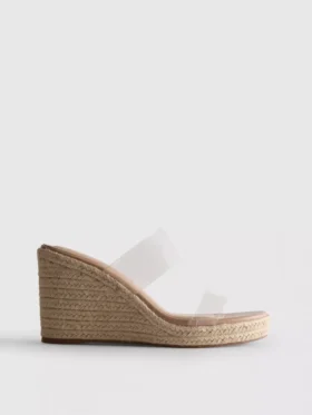 Højhælede sandaler med kilehæl i perspex