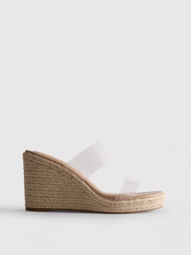 Højhælede sandaler med kilehæl i perspex