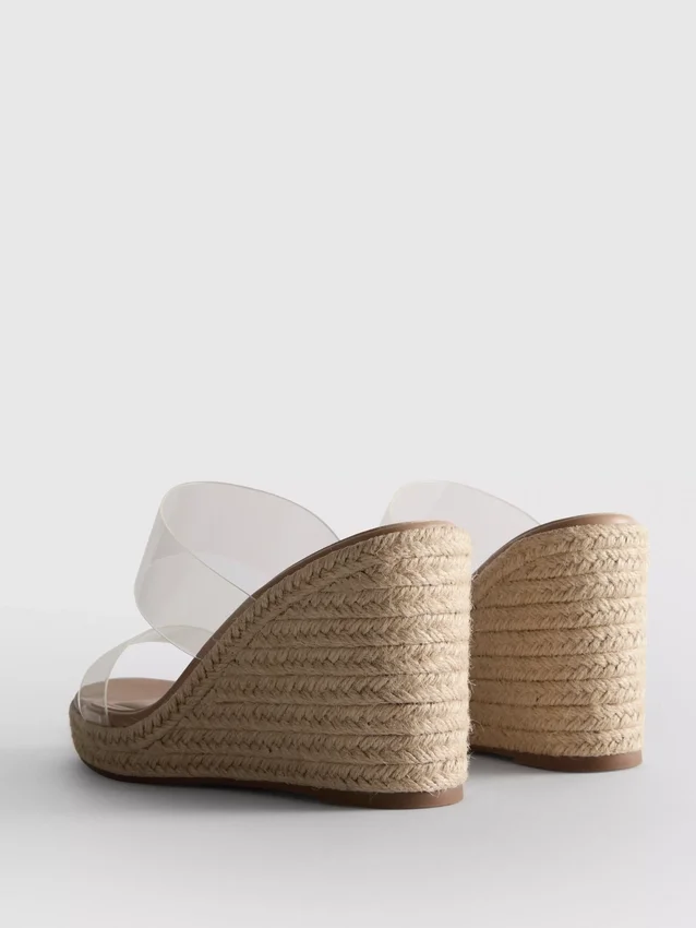 Højhælede sandaler med kilehæl i perspex