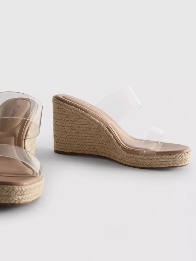 Højhælede sandaler med kilehæl i perspex