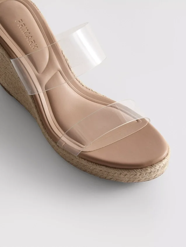 Højhælede sandaler med kilehæl i perspex