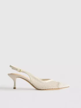 Højhælede sko med slingback i mesh med bred pasform