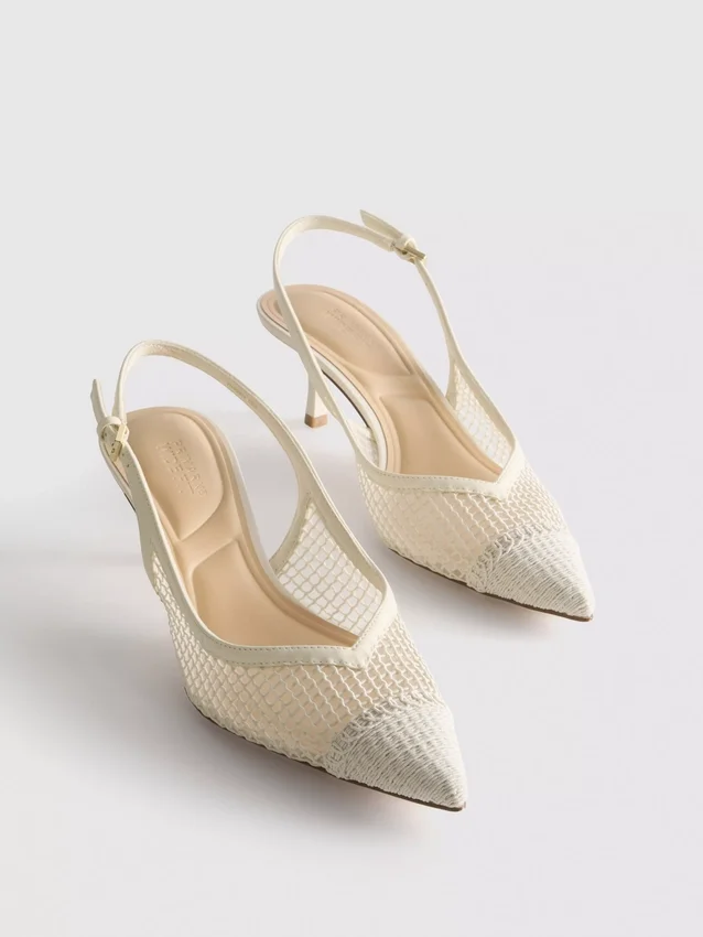 Højhælede sko med slingback i mesh med bred pasform