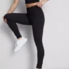 Højtaljede, glatte active-leggings med støtte