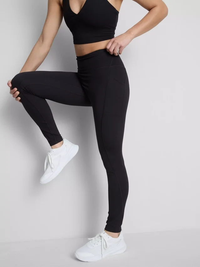 Højtaljede, glatte active-leggings med støtte