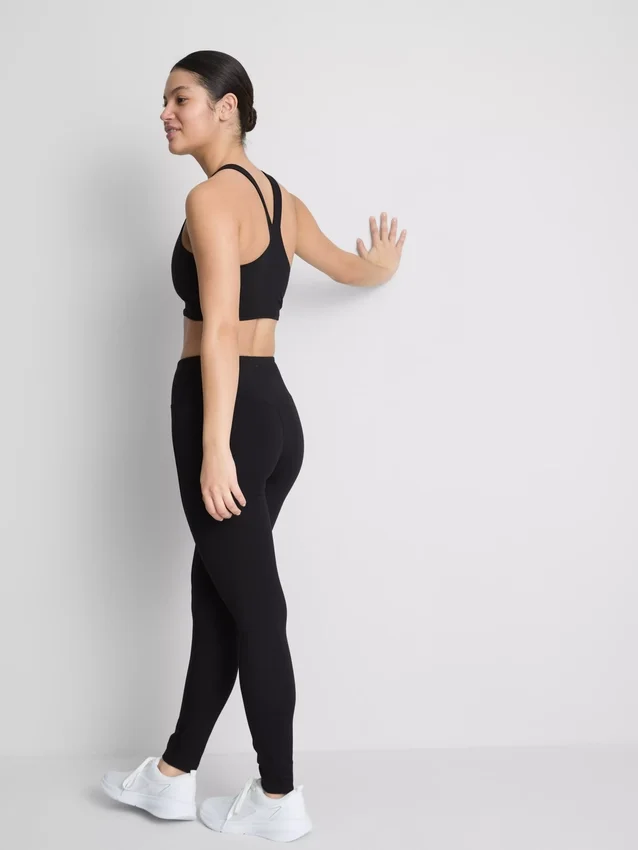 Højtaljede, glatte active-leggings med støtte