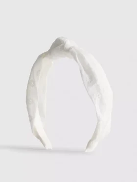 Hårbånd med broderie anglaise-knude