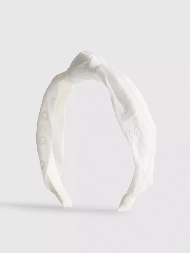 Hårbånd med broderie anglaise-knude