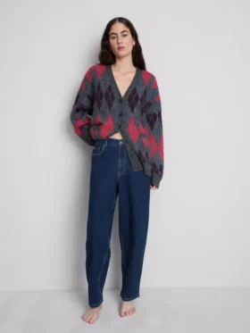 Jeans i bomuldsdenim med høj talje og konisk snit