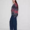 Jeans i bomuldsdenim med høj talje og konisk snit